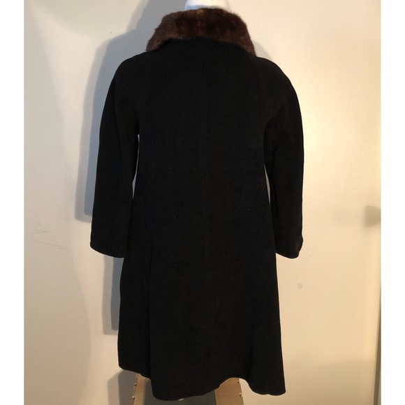 Vintage Black Wool Coat w/Fur Collar - Picture 15 of 15